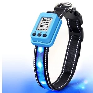 Dog Collar Light, USB Rechargeable Anti Lost Programmable ID Tag Collar-Pink